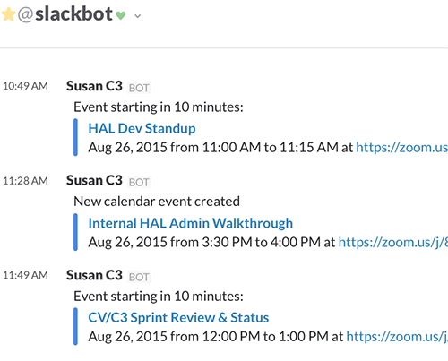 google calendar slack integration